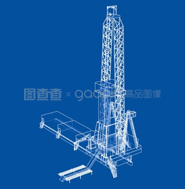 石油鉆機.詳細矢量圖示